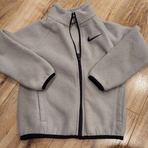 Nike Sportswear Polar Fleece Jacket Full-Zip  Boy Kids Size 5 Gray Nike Swoosh